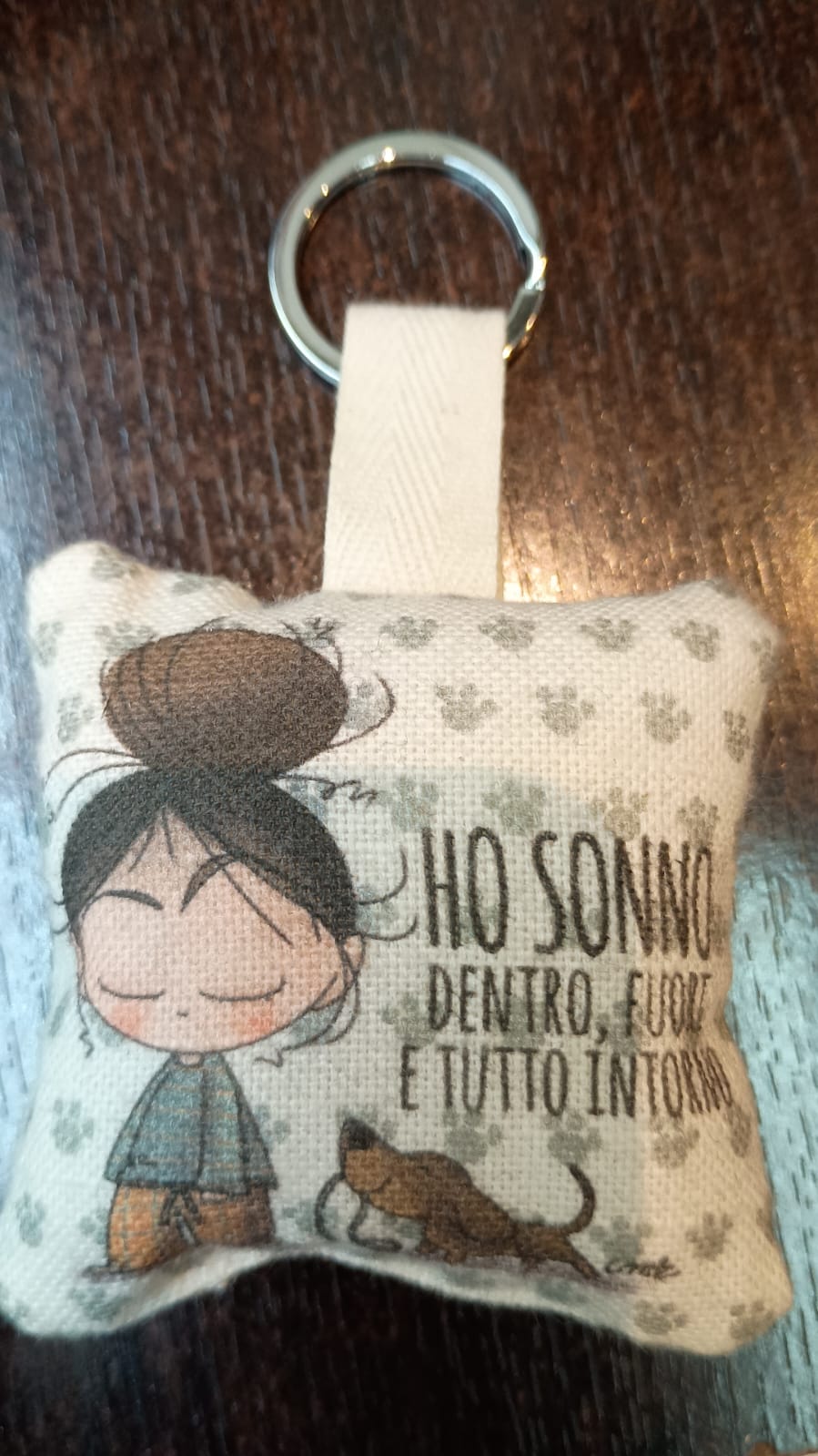 Portachiavi imbottito 6.5 cm con frase